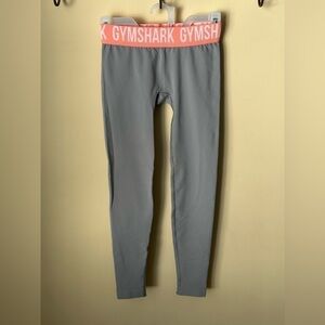Gymshark Women’s Leggings Light Gray Pink Band Size Xs